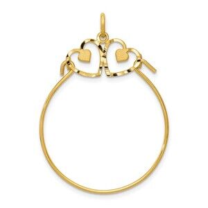 Million Charms 10k Yellow Gold Heart Charm Holder Genuine Gold